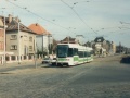 Vůz RT6N1 ev.č.9103 na zkušební jízdě projíždí křižovatkou Průběžná. | 27.3.1999