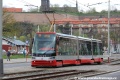 Vůz Škoda 15T ForCity Alfa #9201 vypravený na linku 17 opouští zastávku Podolská vodárna. | 22.4.2012