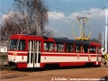Dokončený a novotou zářící cvičný vůz T3 ev.č.5520 v místě svého zrodu, Opravně tramvají Ústředních dílen v Hostivaři | 2.4.2002
