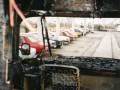 Vyhořelé stanoviště řidiče vozu kolejového brusu T3 ev.č.5571 | 27.11.1996