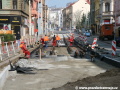Zřizování kolejové konstrukce W-tram u zastávky Divadlo Pod Palmovkou. | 5.4.2011