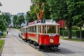 Poslední úsek, na kterém je možné provozovat historické liberecké tramvaje na úzkém rozchodu je zachován na trati do Lidových sadů. U sídla Technického muzea Liberec, které je umístěno v areálu bývalých Libereckých výstavních trhů na Masarykově ulici souprava zastavuje pro další fotografii. | 26.5.2024